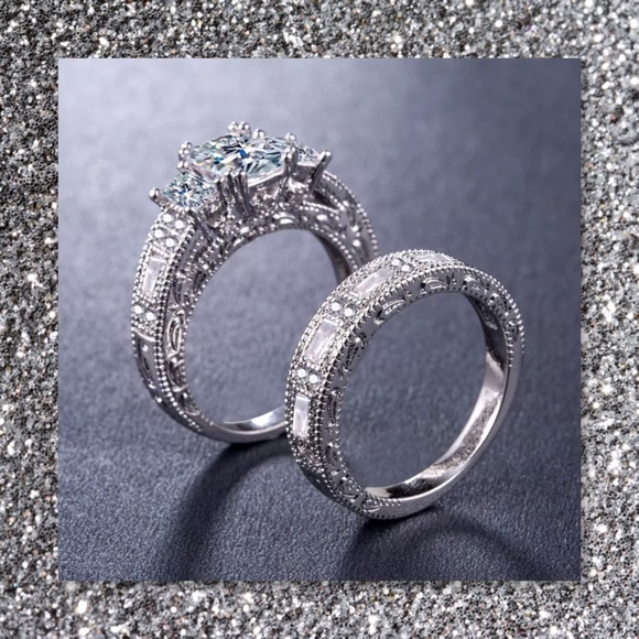 JUST IN🆕2pc Sapphire 925 Stamped Ring Set - Picture 5 of 5